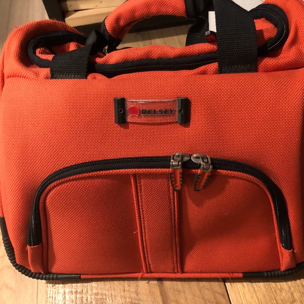 COPY - Handsome, Sturdy bright orange nylon bag,14.5” wide x 9.5” deep, x11” hi…